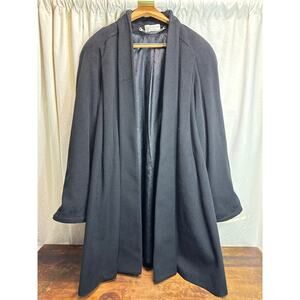 Ashley Scott Vintage Black Wool Blend Open Drape Coat Made In USA Size 2X No Tag